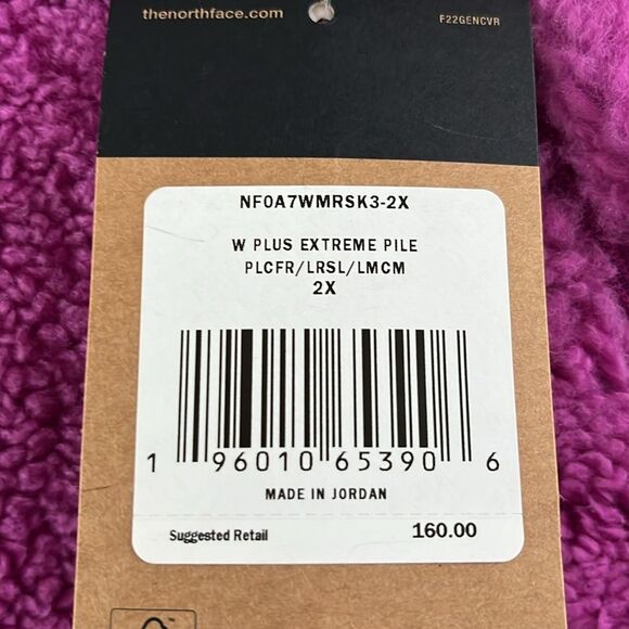 The North Face 2XL Extreme Pile Full Zip Fleece Jacket Purple Cactus Flower NWT - Picture 9 of 12
